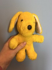 Mothercare (no label) Puppy Dog Yellow Plush Soft Toy 0654 Squeaker Working 22cm