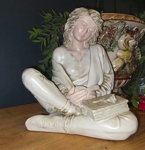 90s resin seated woman - resin,