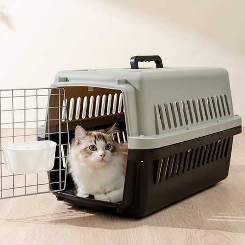 Grey large pet carrier cat - grey,