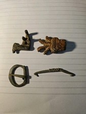 Collection of Detecting Finds.  Saxon Buckle 2 Roman Keys Medieval Cloak Clasp.