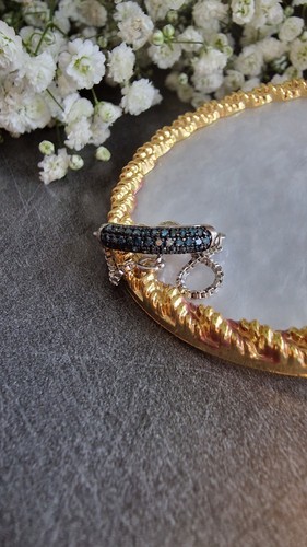 Blue diamond adjustable ring - blue,