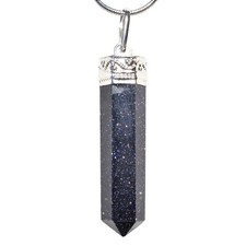 CHARGED Blue Goldstone Pencil Point Pendant + Charger & Stainless Steel Chain