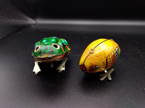 Pair vintage tin plate - tin,