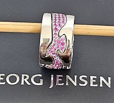 Georg Jensen Fusion Pink Sapphire Centre w. 18ct White Gold Rings x2 Sz 50 Small