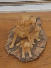 Vintage 1988 Ayres Border Fine Arts Golden Retriever & Pups Figurine Ornament