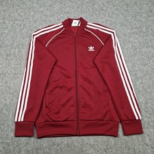 Adidas Jacket Mens Medium Red White Tracksuit Track Top Firebird Trefoil Retro