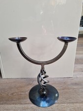 Metal Double Pillar Candle Holder - Twisted Decorative Design