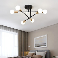 Black Metal LED 6 Way Ceiling Light Fitting Industrial Vintage LED Chandeliers