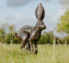Metal Leaping Hare Garden Ornament Sculpture Art Handmade Recycled Metal Rabbit