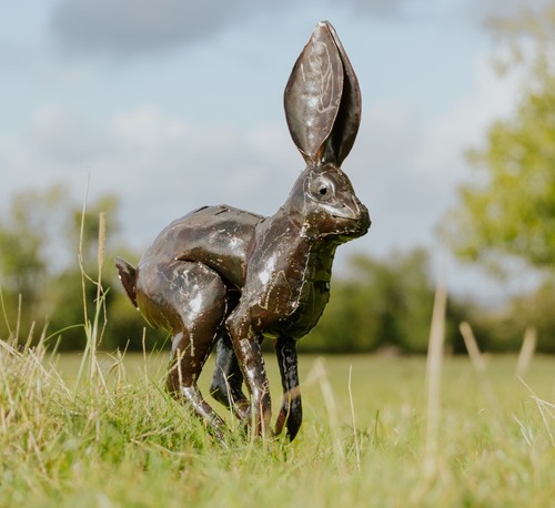 Metal leaping hare - metal, garden