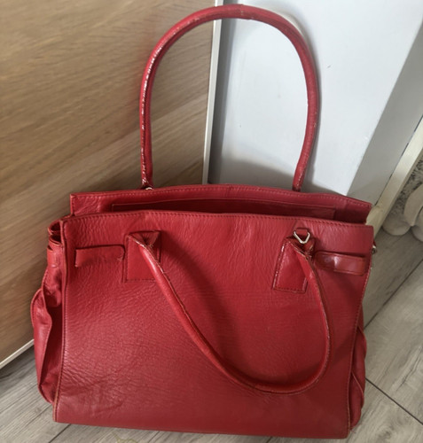 Women red solid leather - red, tote