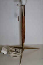 John Lewis Spindle Table Lamp Base Walnut Stained Ash And Brass Mid Century