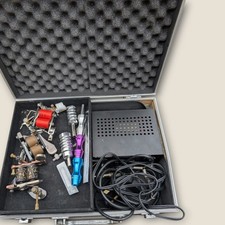 Professional Tattoo Machine Kit - 2 Coil Guns, Power Supply, Pedal, Case UK Mint