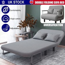 Double Fabric Sofa Bed Sleeper Couch Sofabed Settee Recliner Beds Folding Grey