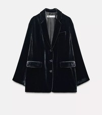 Zara silk velvet grey blazer - zara,