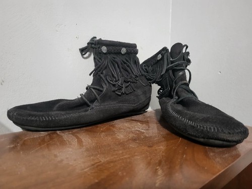 Minnetonka black suede