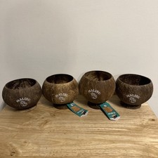 SET OF 4 MALIBU COCONUT CUPS - DRINK PUB HOME BAR Four TUMBLER GLASS C