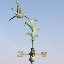 Hummingbird weathervane - Handcrafted pure copper verdigris weather vane