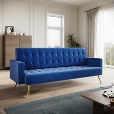 Luxury Velvet Blue Sofa Bed 3