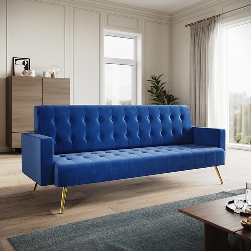 Luxury velvet blue sofa bed - luxury,