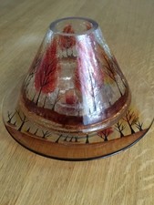 Yankee Candle Crackles Glass Autumn Trees Large Shade & Tray.