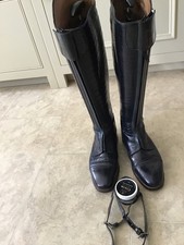 Petrie navy croc riding boots 5 stunning lightly used Cw spur straps/polish