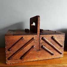 Vintage Cantilever Wooden Sewing Box