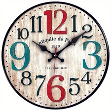 Chic Silent Paris Antique Wall Clock - Big Numerals - Retro Design - 30cm
