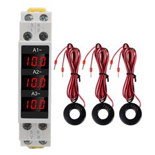 3 Phase DIN Rail Ammeter LED Digital Amp Meter With 3 Sensors AC80‑500V