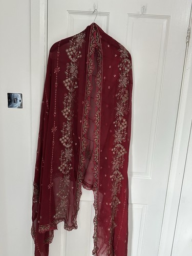 Maroon embroidered chiffon - embroidered,