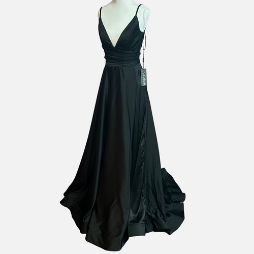 Femme black satin neck - femme, v-neck