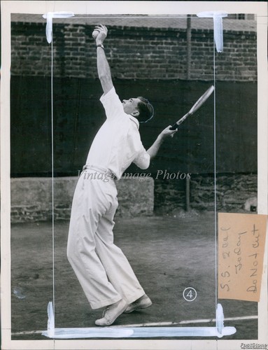 Vintage man swings tennis - vintage,