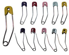 New Baby Diaper Nappy Safety Curly Pins Metal Cap Protective Pin Terry Pins UK