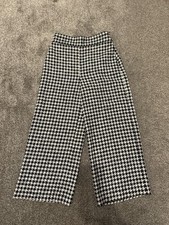 Zara dogtooth/houndstooth wide leg trousers size m black white