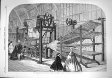 Original Old Antique Print 1862 Messrs Henderson Carpet Power Loom Exhibition