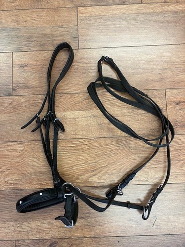 Bitless black leather bridle - , &