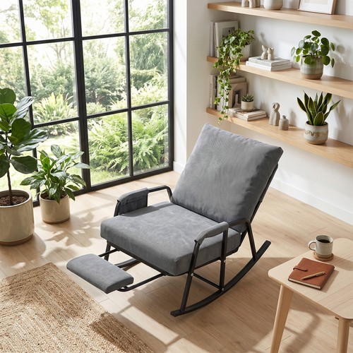 Soft corduroy rocking recliner - soft,