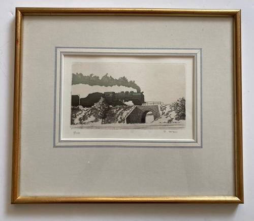 Vintage steam train etching - vintage,