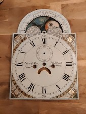 Antique Longcase 8Day Clock Face Arched Historical Nautical Moon Phase Dial .T