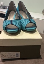 Jacques Vert Turquoise Peep-Toe Shoes Women Size 6/39