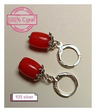 Earrings,Silver925, NATURAL CORAL, LOVELY GIFT, 3D BOX