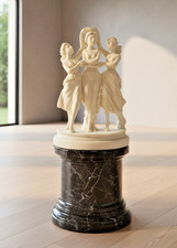 Vintage Alabaster Figurine “Dancing Ladies” – Handmade Greek Art Sculpture