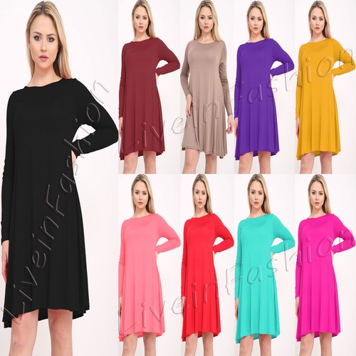 Womens long sleeve swing dress - long,