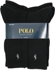 Polo Ralph Lauren Men's Classic Ribbed Crew Socks - 6 Pack (Black)