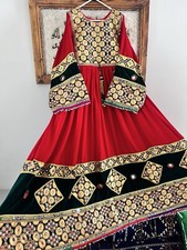 Traditional Afghan Women's Dress Red/Black/Gold Colour Nikkah Wedding