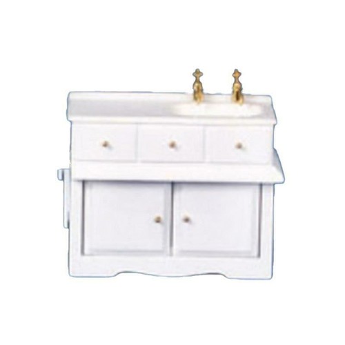 Dolls house white wood - dolls, sink