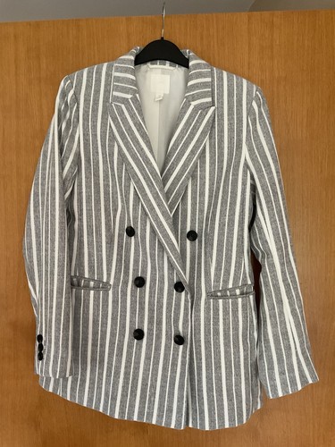 Grey white stripe blazer - grey,