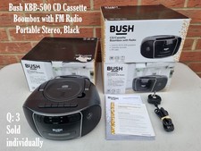 Bush KBB-500 CD Cassette Boombox with FM Radio – Portable Stereo – Black