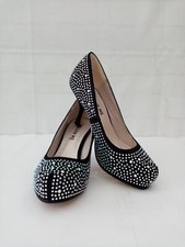 Follow Me Shoes Size 4 Black Diamante Sequin Court Heels Sparkly Stiletto Fabric