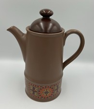 Sadler England Vtg Stoneware Coffee Pot Brown Geometric Pattern 60’s-70’s Prop
